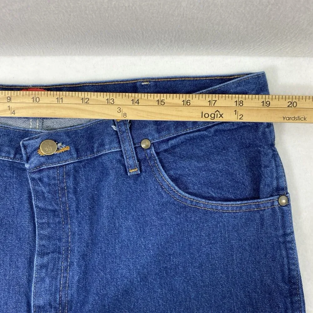 Wrangler Jeans Mens 38 x 31.5 Slim Fit Dark Wash Denim 36MWZ Cowboy Casual - Picture 8 of 11